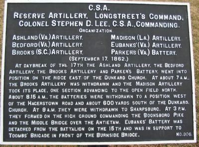 Reserve Artillery, Longstreet's Command Marker image. Click for full size.