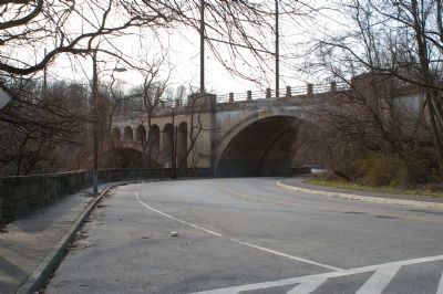 View north to the railroad bridge over Gwynns Falls image. Click for full size.