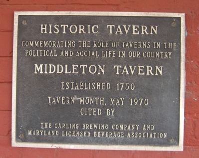 Middleton Tavern Marker. Click for full size. Middleton Tavern Marker image. Click for full size.