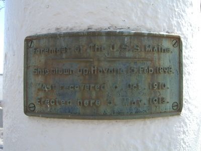 Foremast of the U.S.S. Maine Marker. Click for full size. Foremast of the U.S.S. Maine Marker image. Click for full size.