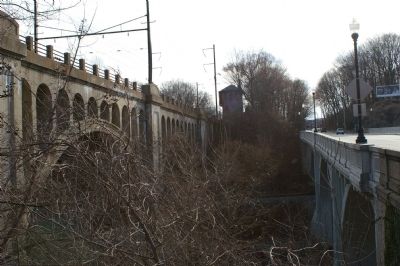The Baltimore and Potomac Railroad (now Amtrak) and West Baltimore Street bridges image. Click for full size.