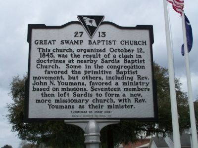Great Swamp Baptist Church Marker image. Click for full size.