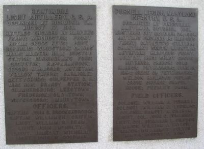 Baltimore Light Artillery, C.S.A. and Purnell Legion, U.S.A.. Click for full size. Baltimore Light Artillery, C.S.A. and Purnell Legion, U.S.A. image. Click for full size.