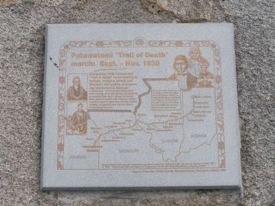 Potawatomi "Trail of Death" march: Sept. - Nov. 1838. Click for full size. Potawatomi "Trail of Death" march: Sept. - Nov. 1838 image. Click for full size.