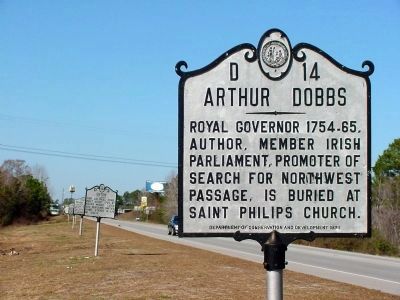 Previous Arthur Dobbs Marker at its old location image. Click for full size.
