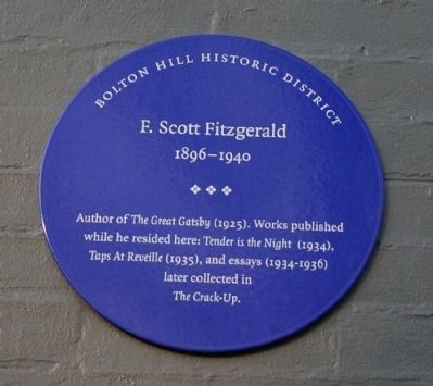 F. Scott Fitzgerald Marker image. Click for full size.