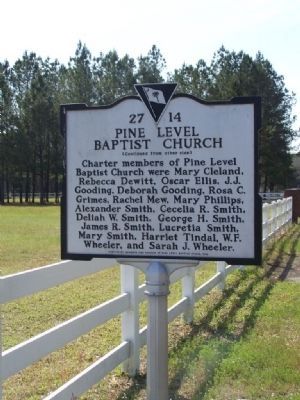 Pine Level Baptist Church Marker, Reverse side image. Click for full size.