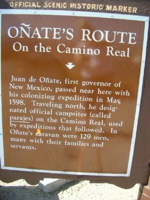 Onate's Route On the Camino Real Marker image. Click for full size.