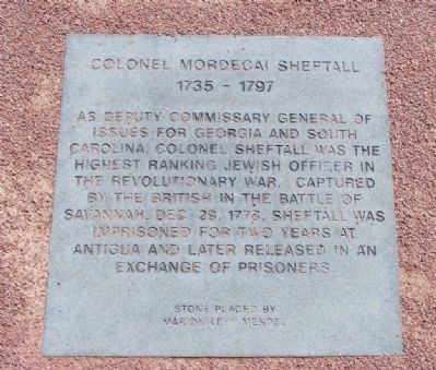 Colonel Mordecai Sheftall Marker image. Click for full size.