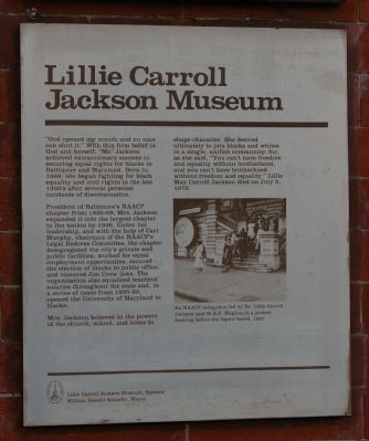 Lillie Carroll Jackson Museum Marker image. Click for full size.