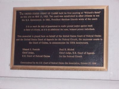 United States Court of Claims Marker. Click for full size. United States Court of Claims Marker image. Click for full size.