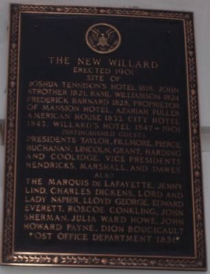 The New Willard Marker image. Click for full size.