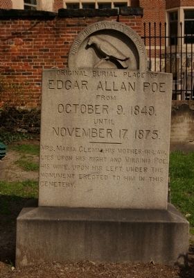 Original Burial Place of Edgar Allan Poe Marker image. Click for full size.