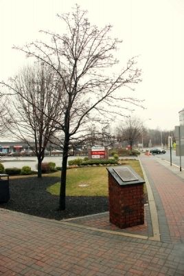 View of marker and small park from Main Street. image. Click for full size.