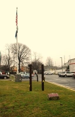 View of marker in front of Township Hall. Click for full size. View of marker in front of Township Hall image. Click for full size.