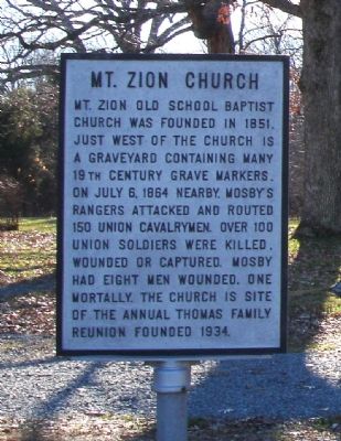 Mt. Zion Church Marker. Click for full size. Mt. Zion Church Marker image. Click for full size.