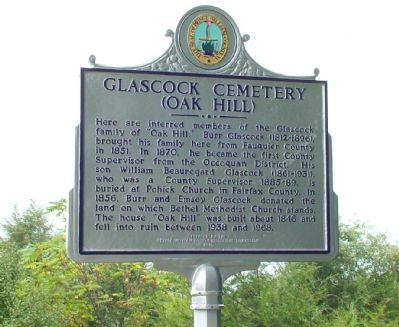 Glascock Cemetery (Oak Hill) Marker image. Click for full size.