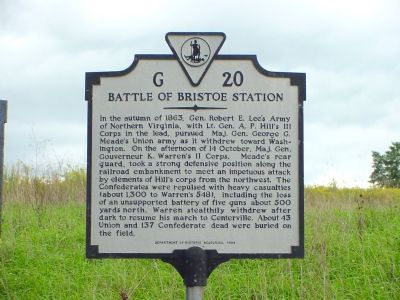 Battle of Bristoe Station Marker image. Click for full size.