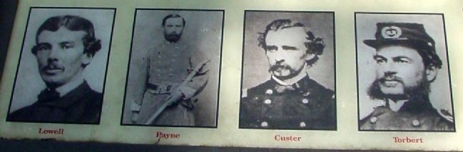 Col. Lowell, Col. Payne, Gen. Custer, Gen Torbert image. Click for full size.