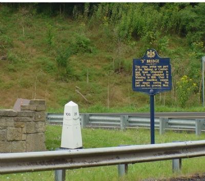 This Marker, Next to National Road Milemarker. Click for full size. This Marker, Next to National Road Milemarker image. Click for full size.