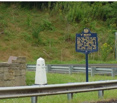 This Marker, Next to National Road Milemarker image. Click for full size.