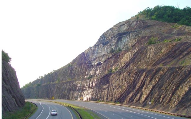 Interstate 68 Cut Through Sideling Hill Mountain image. Click for full size.