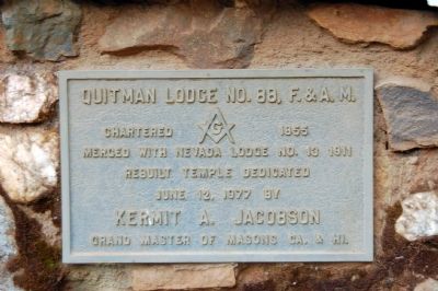 Quitman Lodge No. 88, F. & A. M. Plaque image. Click for full size.