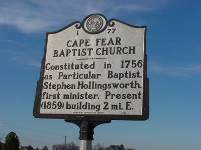 Cape Fear Baptist Church Marker. Click for full size. Cape Fear Baptist Church Marker image. Click for full size.