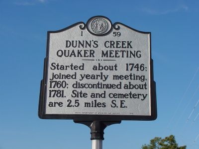 Dunns Creek Quaker Meeting Marker image. Click for full size.