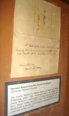 Pharmacy Request from Mrs. Martha Washington image. Click for full size.