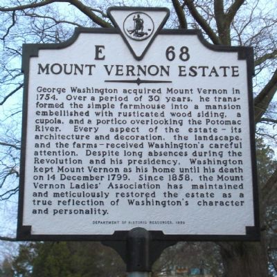 Mount Vernon Estate Marker. Click for full size. Mount Vernon Estate Marker image. Click for full size.
