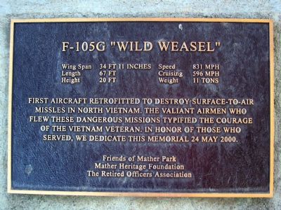 F-105G “Wild Weasel” Marker. Click for full size. F-105G “Wild Weasel” Marker image. Click for full size.
