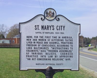 St. Mary’s City Marker. Click for full size. St. Mary’s City Marker image. Click for full size.
