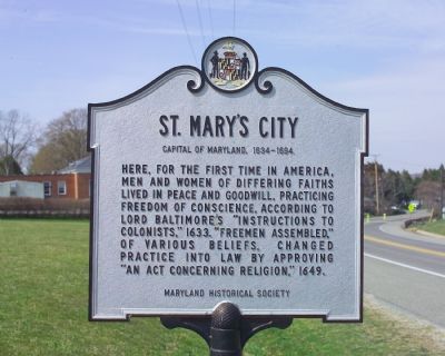 St. Mary’s City Marker image. Click for full size.