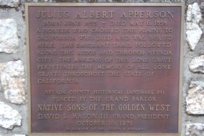 Julius Albert Apperson Marker. Click for full size. Julius Albert Apperson Marker image. Click for full size.