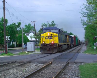 CSX Freight Train Crossing Queensbury Road image. Click for full size.