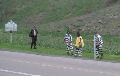 Garrett County Inmates Clean Up Around Marker. Click for full size. Garrett County Inmates Clean Up Around Marker image. Click for full size.
