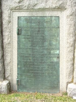 Grave of Lionel Copley and his Wife Anne Boteler. Click for full size. Grave of Lionel Copley and his Wife Anne Boteler image. Click for full size.