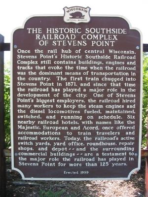 The Historic Southside Railroad Complex of Stevens Point Marker image. Click for full size.
