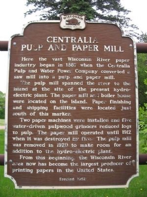 Centralia Pulp and Paper Mill Marker image. Click for full size.