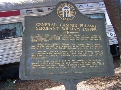 General Casimir Pulaski � Sergeant William Jasper Marker image. Click for full size.