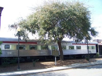 Marker located in front of Historic Central of Georgia Dining Car at Savannah Visitor Center image. Click for full size.
