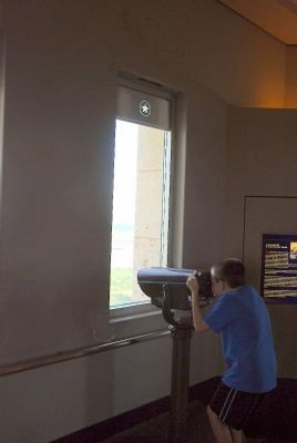 Visitor inside observation deck image. Click for full size.