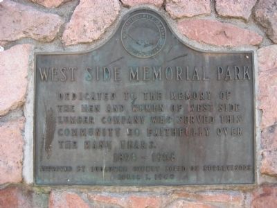 West Side Memorial Park Marker image. Click for full size.