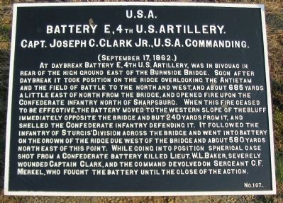 Battery E, 4th U.S. Artillery Tablet. Click for full size. Battery E, 4th U.S. Artillery Tablet image. Click for full size.