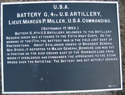 Battery G, 4th U.S. Artillery Tablet image. Click for full size.