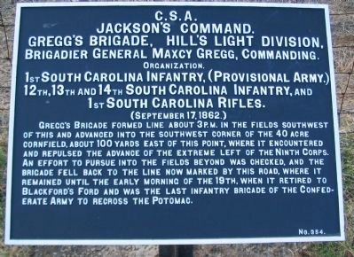 Gregg's Brigade Tablet. Click for full size. Gregg's Brigade Tablet image. Click for full size.