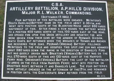 Artillery Battalion, A.P. Hill's Division Tablet image. Click for full size.