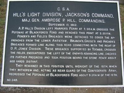 A.P. Hill's Light Division Tablet. Click for full size. A.P. Hill's Light Division Tablet image. Click for full size.