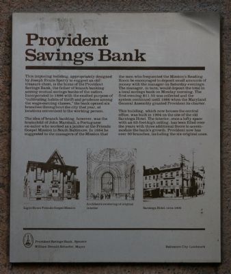 Provident Savings Bank Marker. Click for full size. Provident Savings Bank Marker image. Click for full size.